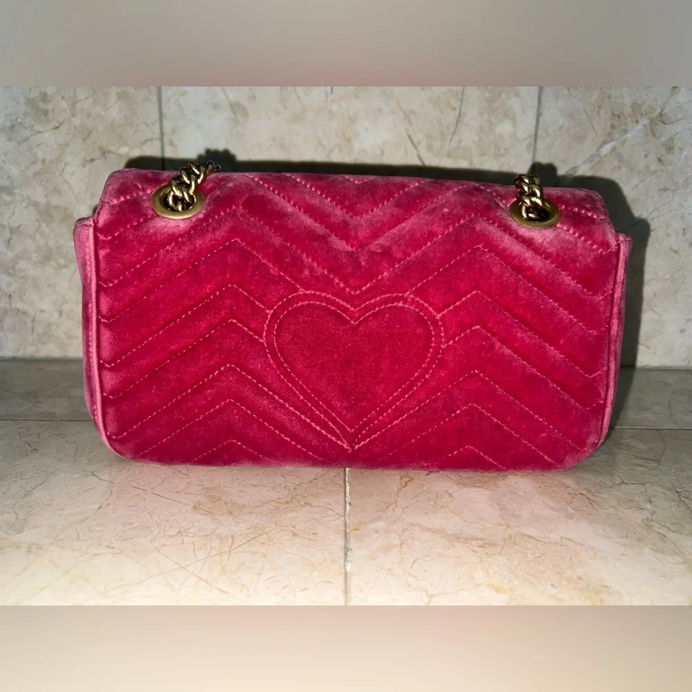 Gucci GG Marmont Velvet Small Bag – Fuchsia Pink | COA - Picture 2 of 11